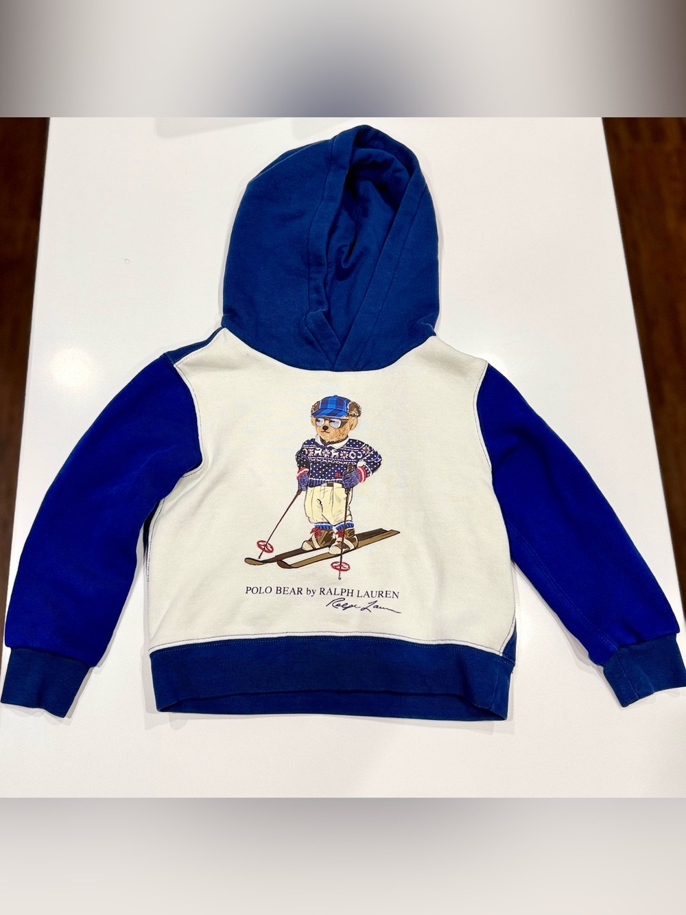 Polo by Ralph Lauren Blue & White Polo Bear Ski Hoodie